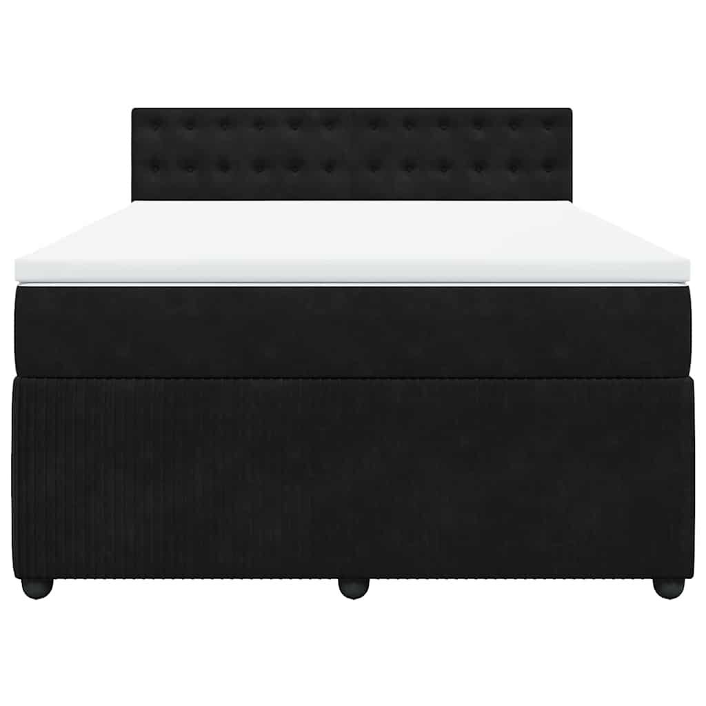 vidaXL Κρεβάτι Boxspring με Στρώμα Μαύρο 160x200 εκ. Βελούδινο