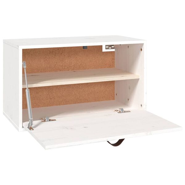 vidaXL Ντουλάπι Τοίχου Λευκό 60x30x35 εκ. από Μασίφ Ξύλο Πεύκου