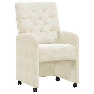 vidaXL Καρέκλες φαγητού με τροχούς 2 pcs Κρεμ 58 x 67 x 97 εκ Βελούδο