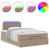 vidaXL Οθωμανικό κρεβάτι με στρώματα & LEDs Cappuccino Faux Leather