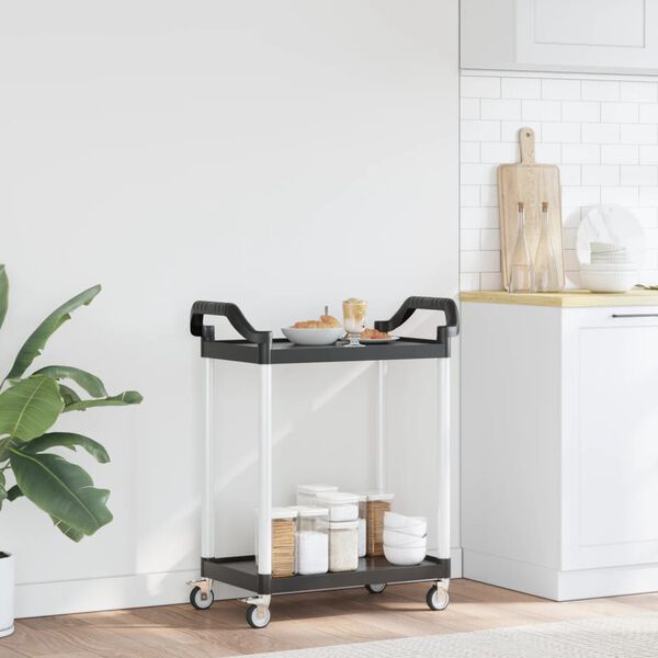 vidaXL Τροχήλατη Βάση 2 Επιπέδων Μαύρη 81 x 41 x 92 εκ. από Αλουμίνιο