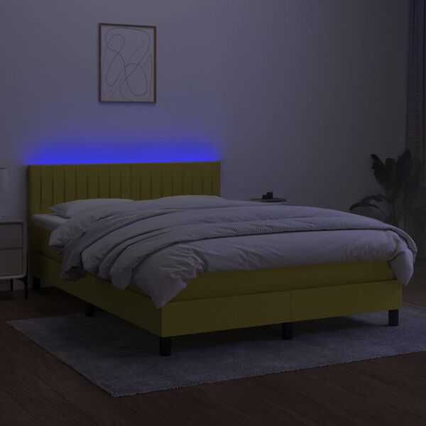 vidaXL &Kappa;&rho;&epsilon;&beta;ά&tau;&iota; Boxspring &mu;&epsilon; &Sigma;&tau;&rho;ώ&mu;&alpha; & LED &Mu;&pi;&lambda;&epsilon; 140x190 &epsilon;&kappa;. &Upsilon;&phi;&alpha;&sigma;&mu;ά&tau;&iota;&nu;&omicron;