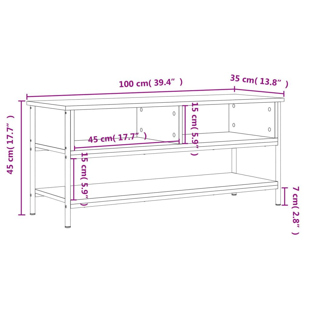 vidaXL Έπιπλο Τηλεόρασης Καπνιστή Δρυς 100x35x45 εκ. Επεξ. Ξύλο