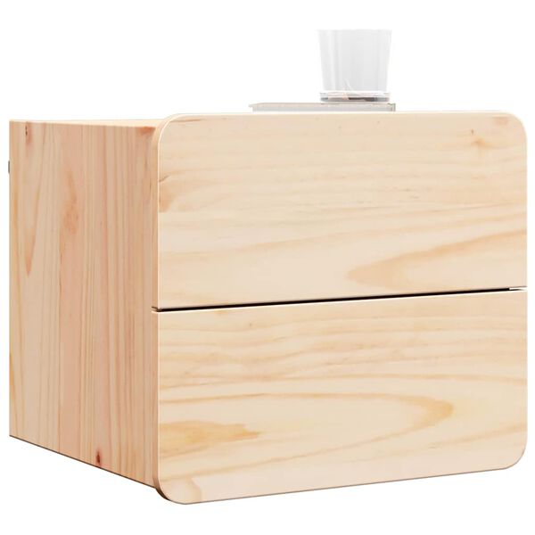 vidaXL Κομοδίνο με συρτάρι Καφέ 39 x 34 x 33 εκ. Μασίφ ξύλο πεύκου