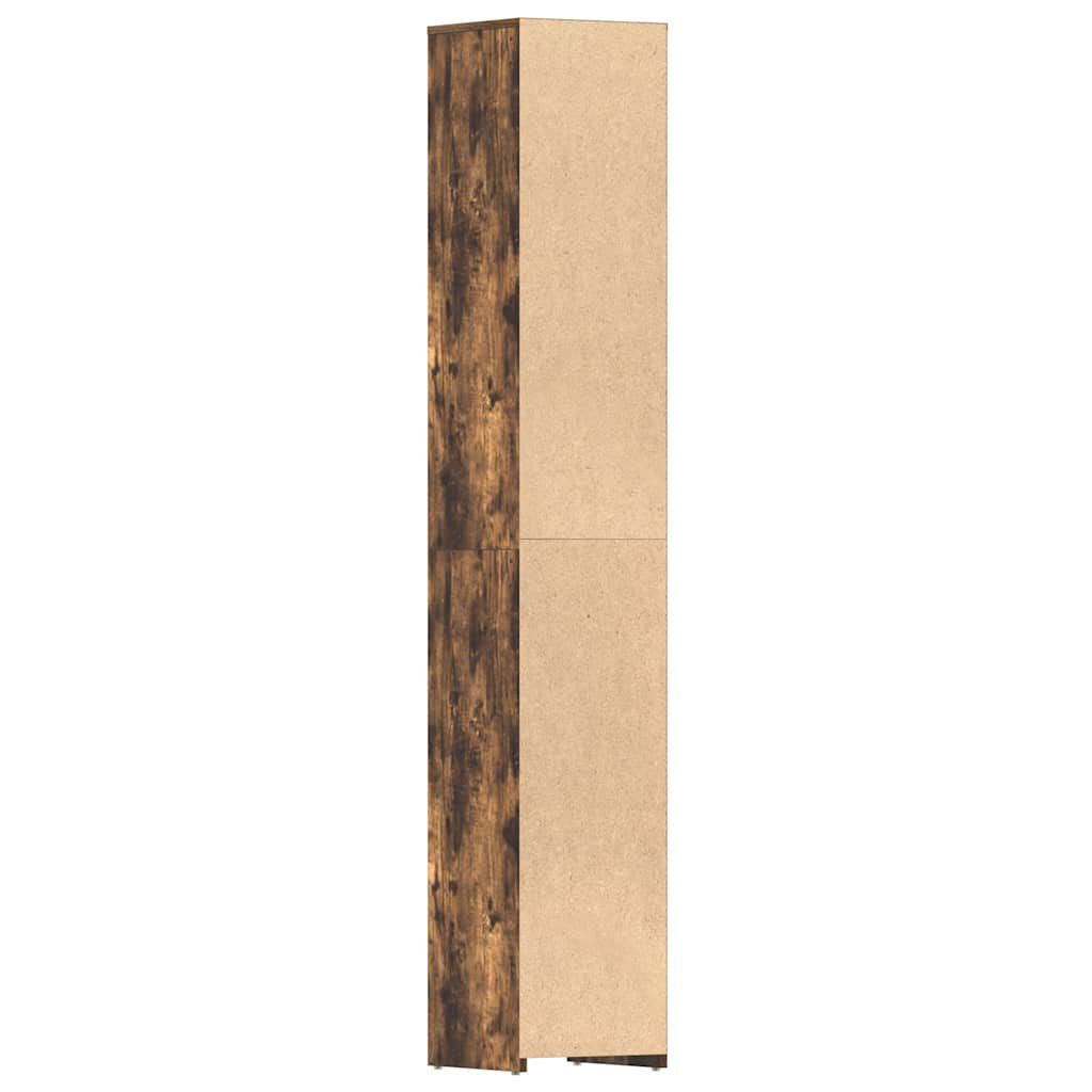 vidaXL Ντουλάπι Μπάνιου Καπνιστή Δρυς 30x30x183,5 εκ. Επεξεργ. Ξύλο