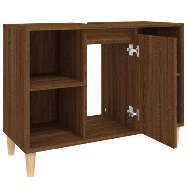 vidaXL Ντουλάπι Νιπτήρα Καφέ Δρυς 80 x 33 x 60 εκ. Επεξεργασμένο Ξύλο