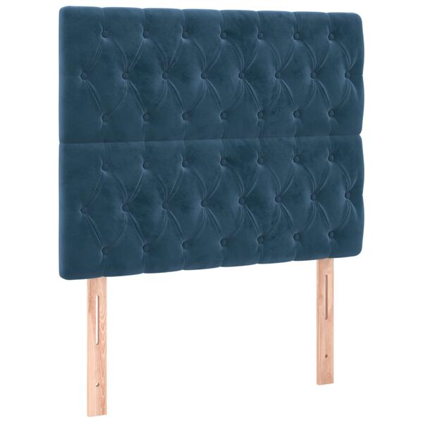 vidaXL Κρεβάτι Boxspring με Στρώμα Σκούρο Μπλε 120x200 εκ. Βελούδινο