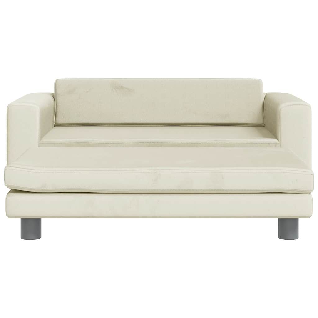 vidaXL Καναπές Παιδικός με Υποπόδιο Κρεμ 100x50x30 εκ. Βελούδινος