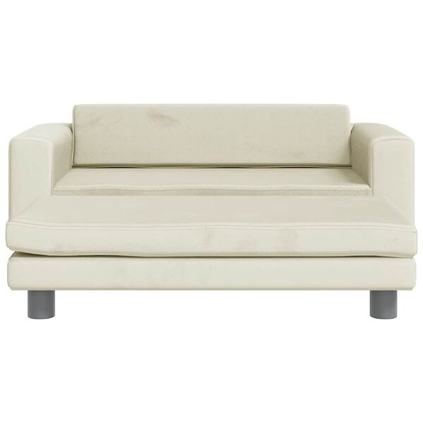 vidaXL Καναπές Παιδικός με Υποπόδιο Κρεμ 100x50x30 εκ. Βελούδινος