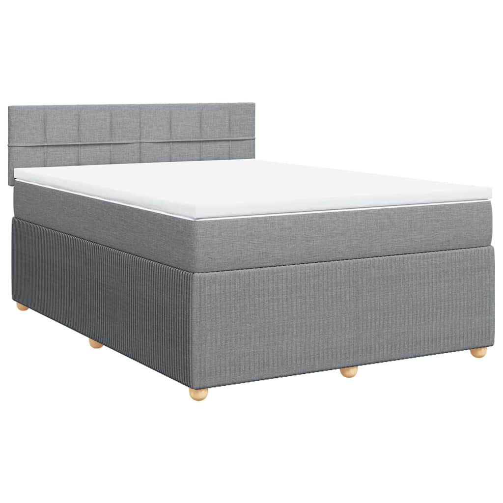vidaXL Κρεβάτι Boxspring με Στρώμα Ανοιχτό Γκρι 140x200 εκ. Υφασμάτινο
