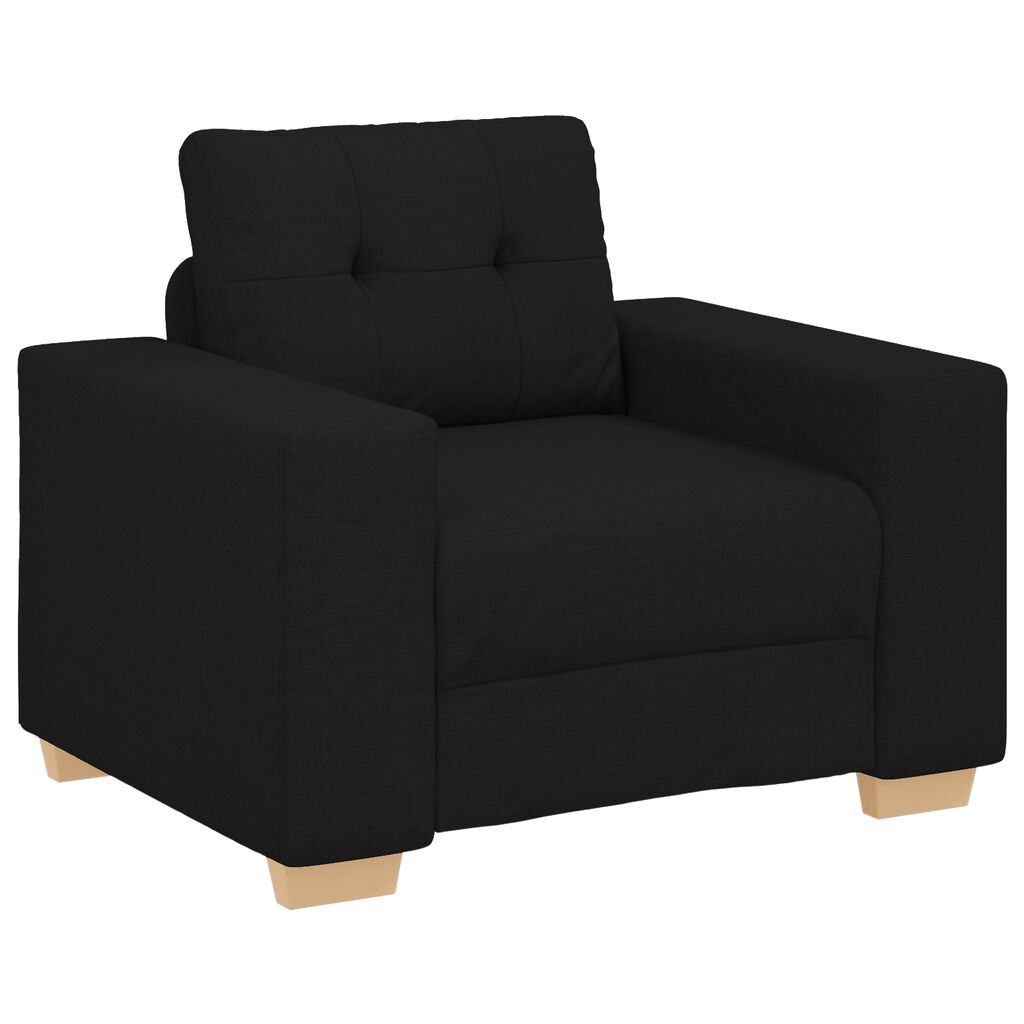 vidaXL Σετ Καναπέ με μαξιλάρι με μαξιλάρι 3 pcs Μαύρο ύφασμα