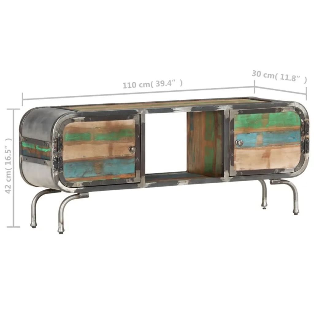 vidaXL Έπιπλο Τηλεόρασης 110x30x42εκ. Πολύχρωμο από Μασίφ Ανακυκ. Ξύλο