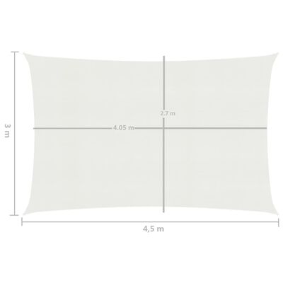 vidaXL Πανί Σκίασης Λευκό 3 x 4,5 μ. από HDPE 160 γρ./μ²