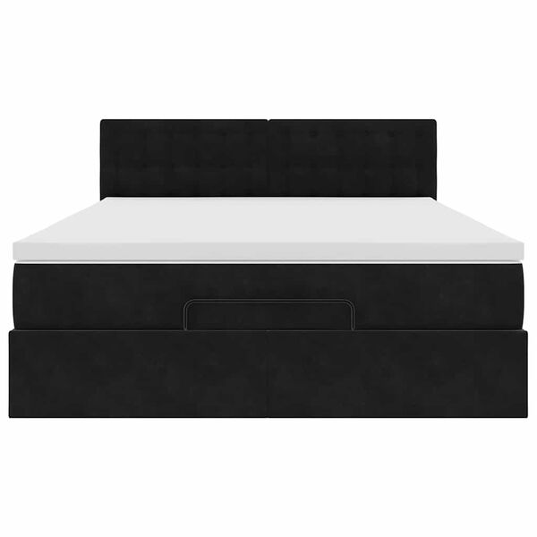 vidaXL Οθωμανικό κρεβάτι με στρώμα & LEDs Μαύρο 140x190cm Velvet