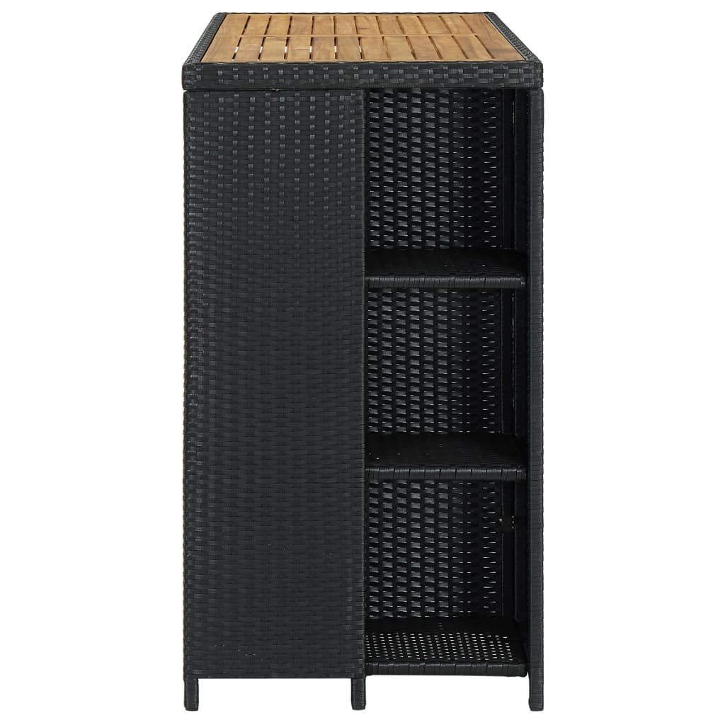 vidaXL Τραπέζι Μπαρ με Ράφια Μαύρο 120x60x110 εκ. από Συνθετικό Ρατάν