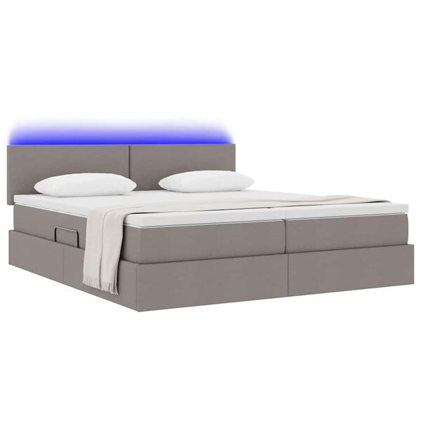 vidaXL &Kappa;&rho;&epsilon;&beta;ά&tau;&iota; &mu;&epsilon; &phi;ώ&tau;&alpha; &lambda;&omega;&rho;ί&delta;&alpha;&sigmaf; LED Taupe 180 x 200 cm ύ&phi;&alpha;&sigma;&mu;&alpha;