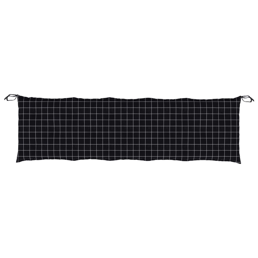 vidaXL Μαξιλάρι Πάγκου Κήπου Μαύρο Καρό 180x50x7 εκ. Ύφασμα Oxford
