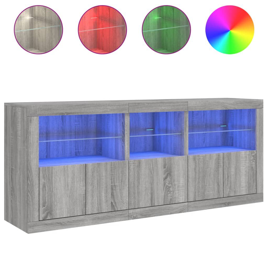 vidaXL Μπουφές με LED Γκρι Sonoma 162x37x67 εκ.