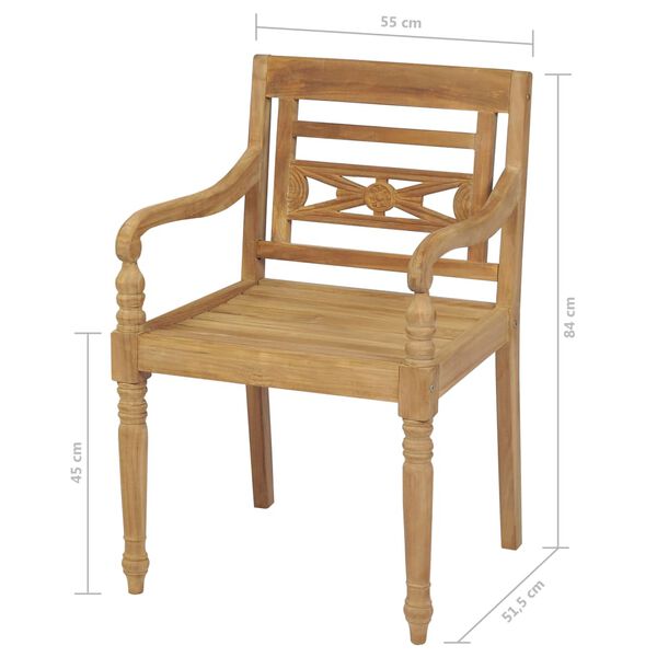 vidaXL Καρέκλες Batavia 2 τεμ. από Μασίφ Ξύλο Teak