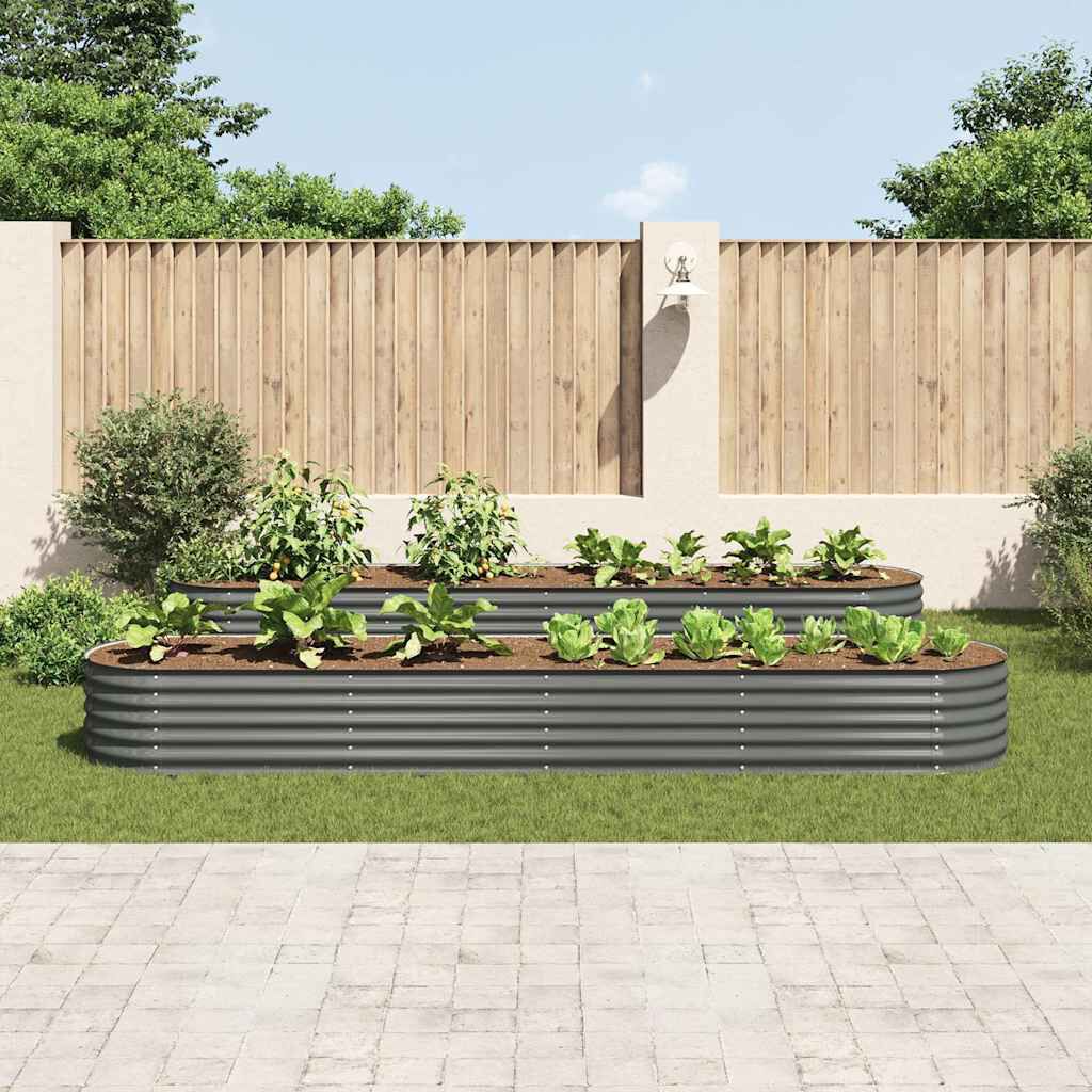vidaXL Ζαρντινιέρα Υπερυψωμένη Γκρι 400x80x44 εκ. Γαλβανισμ. Χάλυβας
