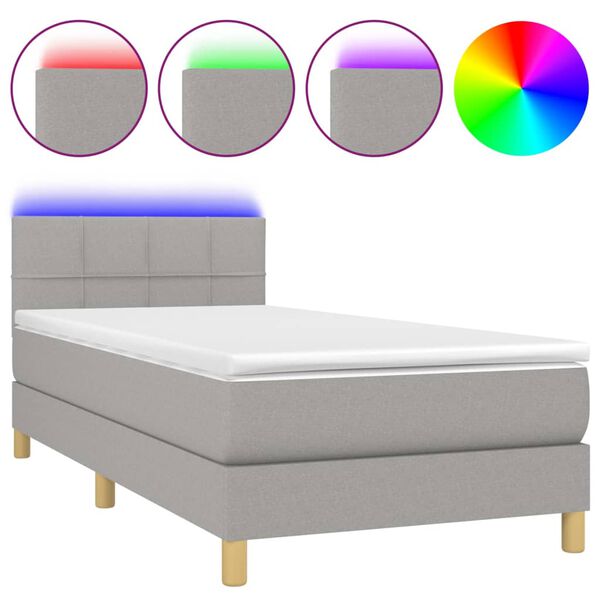 vidaXL &Kappa;&rho;&epsilon;&beta;ά&tau;&iota; Boxspring &mu;&epsilon; &Sigma;&tau;&rho;ώ&mu;&alpha; & LED &Alpha;&nu;.&Gamma;&kappa;&rho;&iota; 90x200 &epsilon;&kappa;. &Upsilon;&phi;&alpha;&sigma;&mu;ά&tau;&iota;&nu;&omicron;