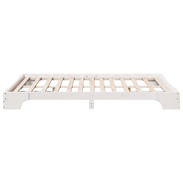 vidaXL Κρεβάτι Λευκό Μασίφ ξύλο πεύκου 160 x 200 εκ. Ανθεκτικό