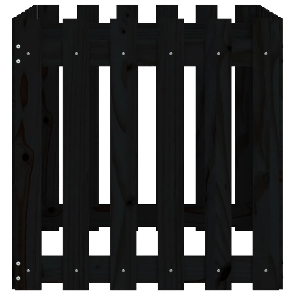 vidaXL Ζαρντινιέρα με Σχέδιο Φράχτη Μαύρη 60 x 60 x 60 εκ. Μασίφ Πεύκο