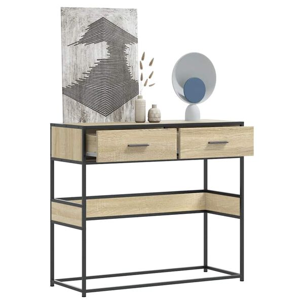 vidaXL Τραπέζι Κονσόλα Sonoma Δρυς 90x35x80 εκ. Επεξεργασμένο Ξύλο