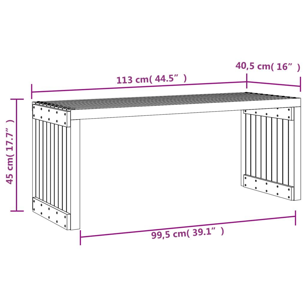 vidaXL Παγκάκι Κήπου Επεκτάσιμο 212,5 x 40,5 x 45 εκ. από Μασίφ Πεύκο