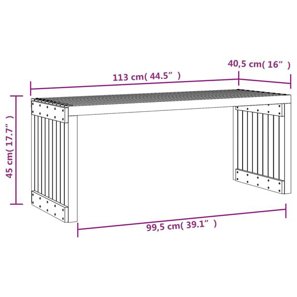 vidaXL Παγκάκι Κήπου Επεκτάσιμο 212,5 x 40,5 x 45 εκ. από Μασίφ Πεύκο