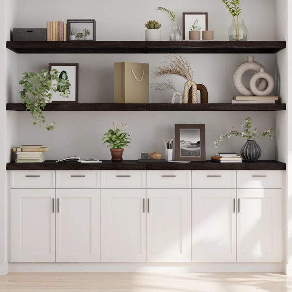 vidaXL Ράφι Τοίχου Σκούρο Καφέ 220x60x(2-6) εκ. Επεξ. Μασίφ Ξύλο Δρυός
