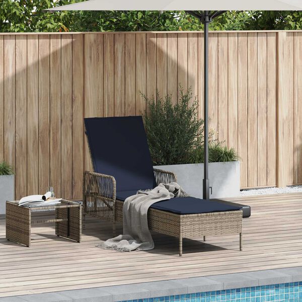 vidaXL Ξαπλώστρα με μαξιλάρι Γκρι 157 x 55 x 92 εκ. συνθετικό ρατάν