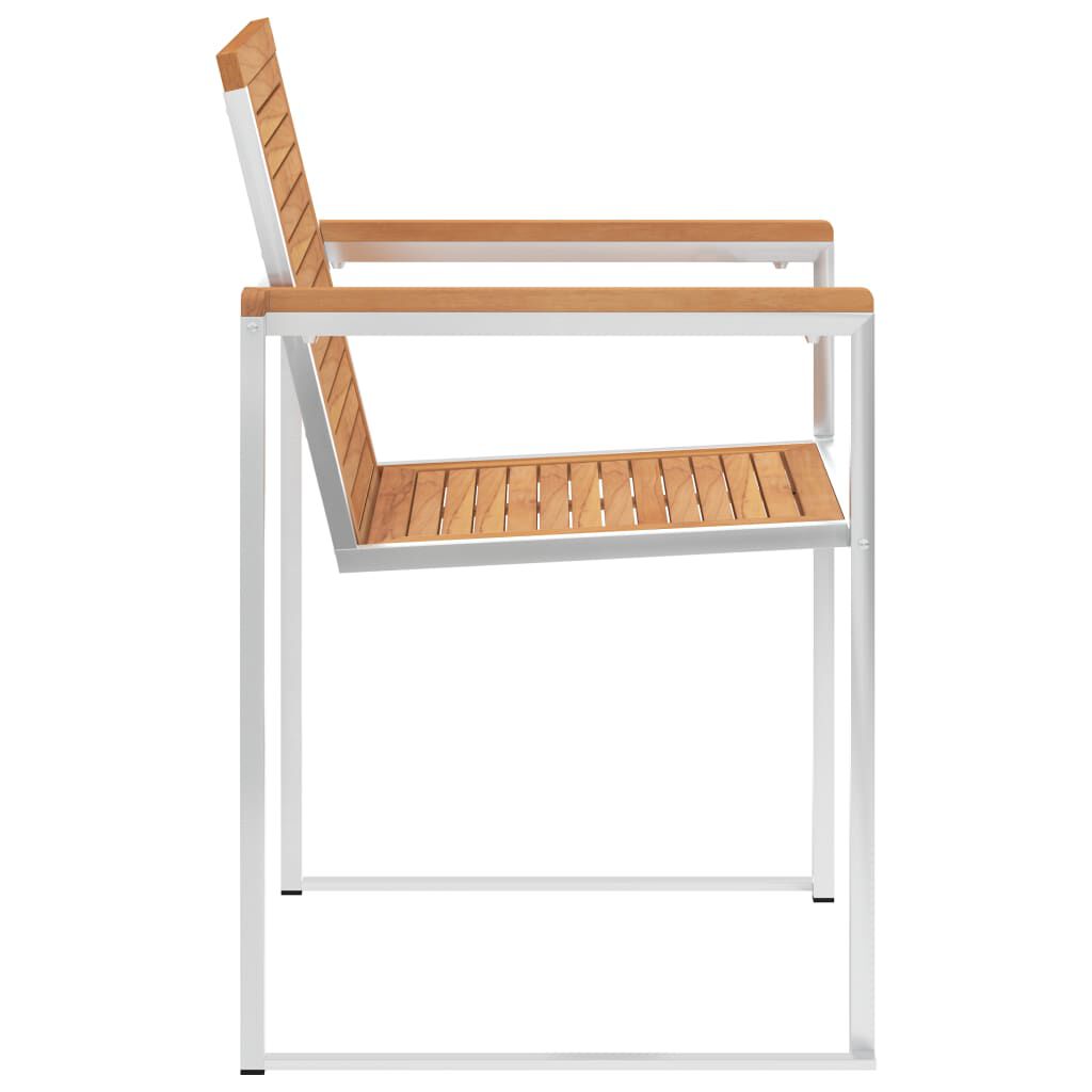 vidaXL Καρέκλες Κήπου 2 τεμ. από Μασίφ Ξύλο Teak/Ανοξείδωτο Ατσάλι