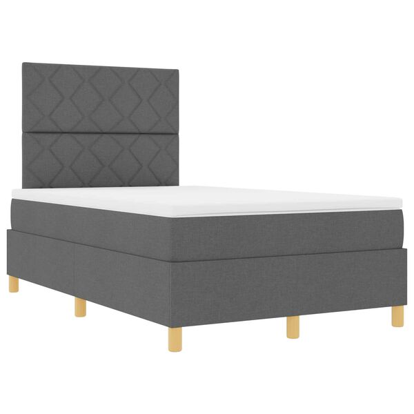 vidaXL Κρεβάτι Box Spring της με στρώμα & LED σκούρο γκρι 120x200 εκ. ύφασμα