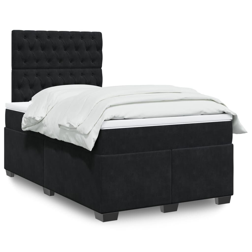 vidaXL Κρεβάτι Boxspring με Στρώμα Μαύρο 120 x 200 εκ. Βελούδινο