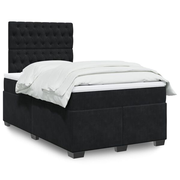 vidaXL Κρεβάτι Boxspring με Στρώμα Μαύρο 120 x 200 εκ. Βελούδινο