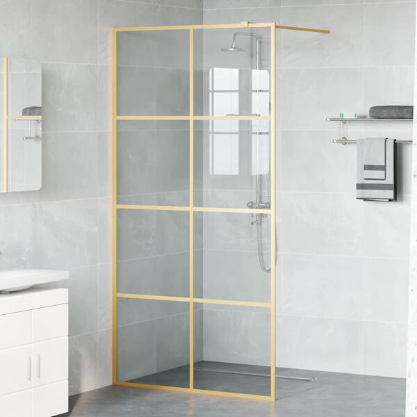 vidaXL Τοίχος Ντους Walk-in Χρυσό 100 x 195 cm σκληρυμένο γυαλί