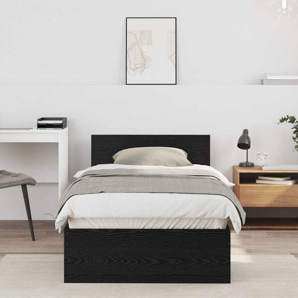 vidaXL Κρεβάτι με Υποκείμενο Μαύρη Δρυς 90x200 cm Επεξεργασμένο Ξύλο