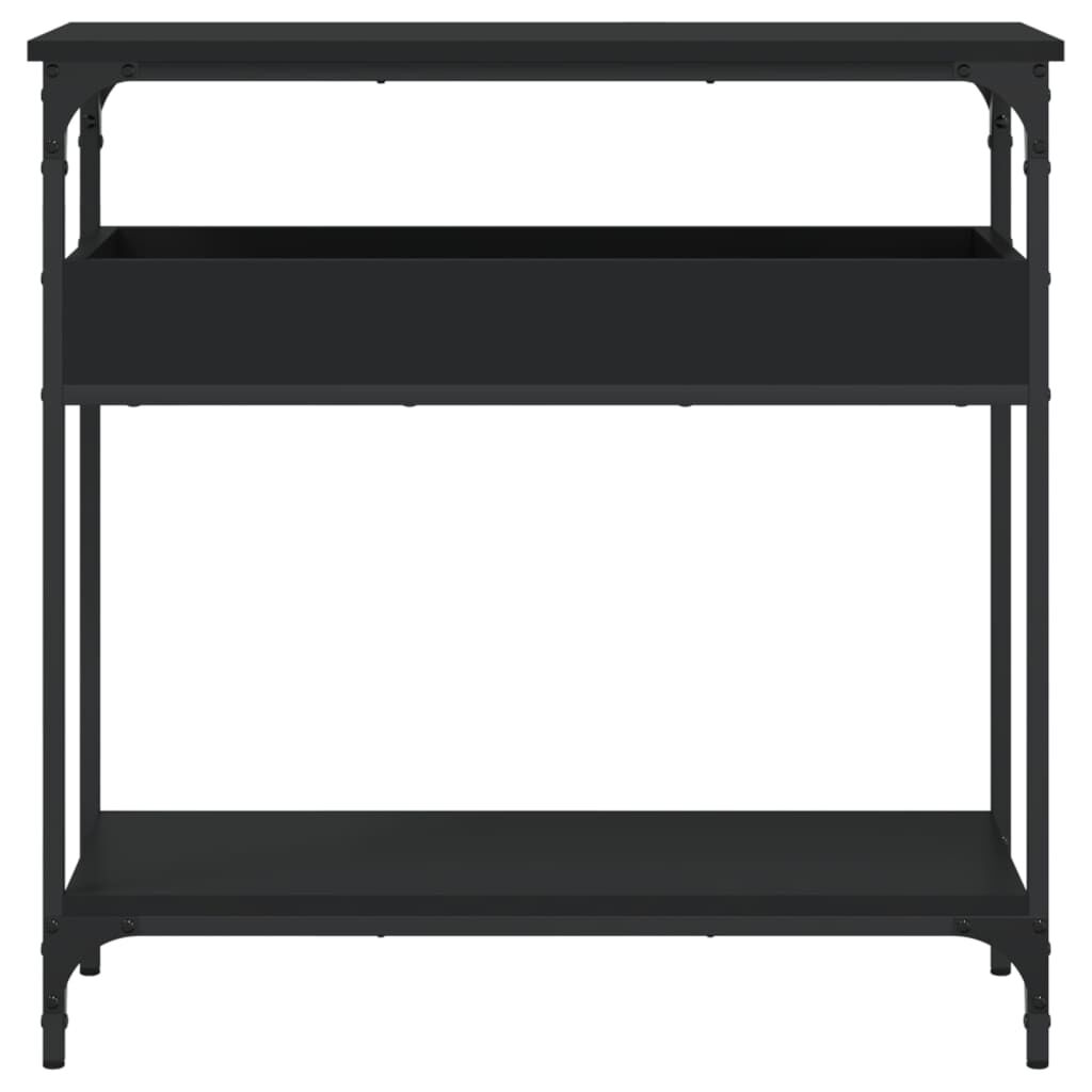 vidaXL Τραπέζι Κονσόλα με Ράφι Μαύρο 75x29x75 εκ. Επεξεργασμένο Ξύλο
