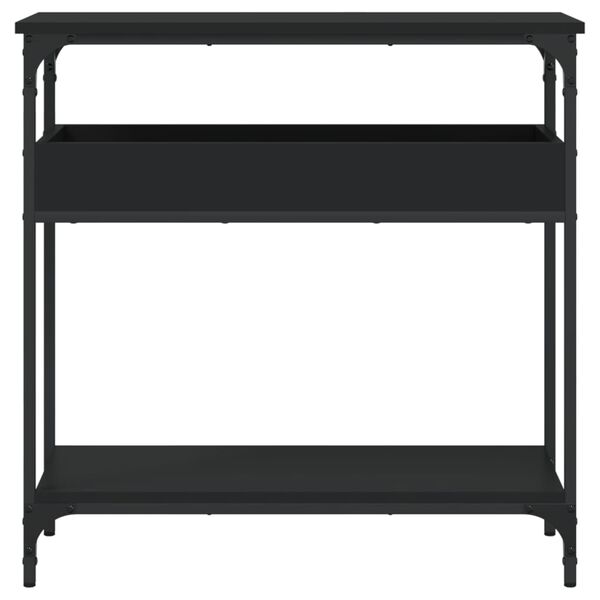 vidaXL Τραπέζι Κονσόλα με Ράφι Μαύρο 75x29x75 εκ. Επεξεργασμένο Ξύλο
