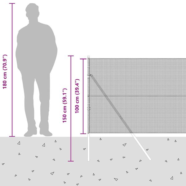 vidaXL Φράχτης με Στήλες. Ασημί 1 x 50 m Ατσάλι
