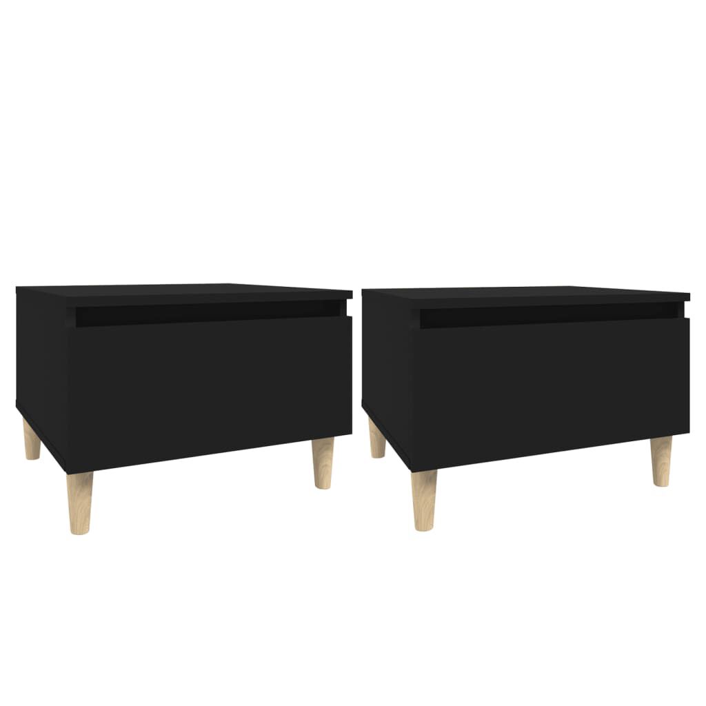 vidaXL Βοηθητικά Τραπέζια 2 τεμ. Μαύρα 50x46x35 εκ. Επεξεργασμένο Ξύλο