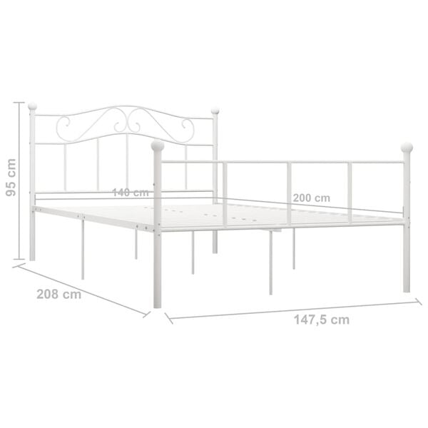 vidaXL Πλαίσιο Κρεβατιού Λευκό 140 x 200 εκ. Μεταλλικό