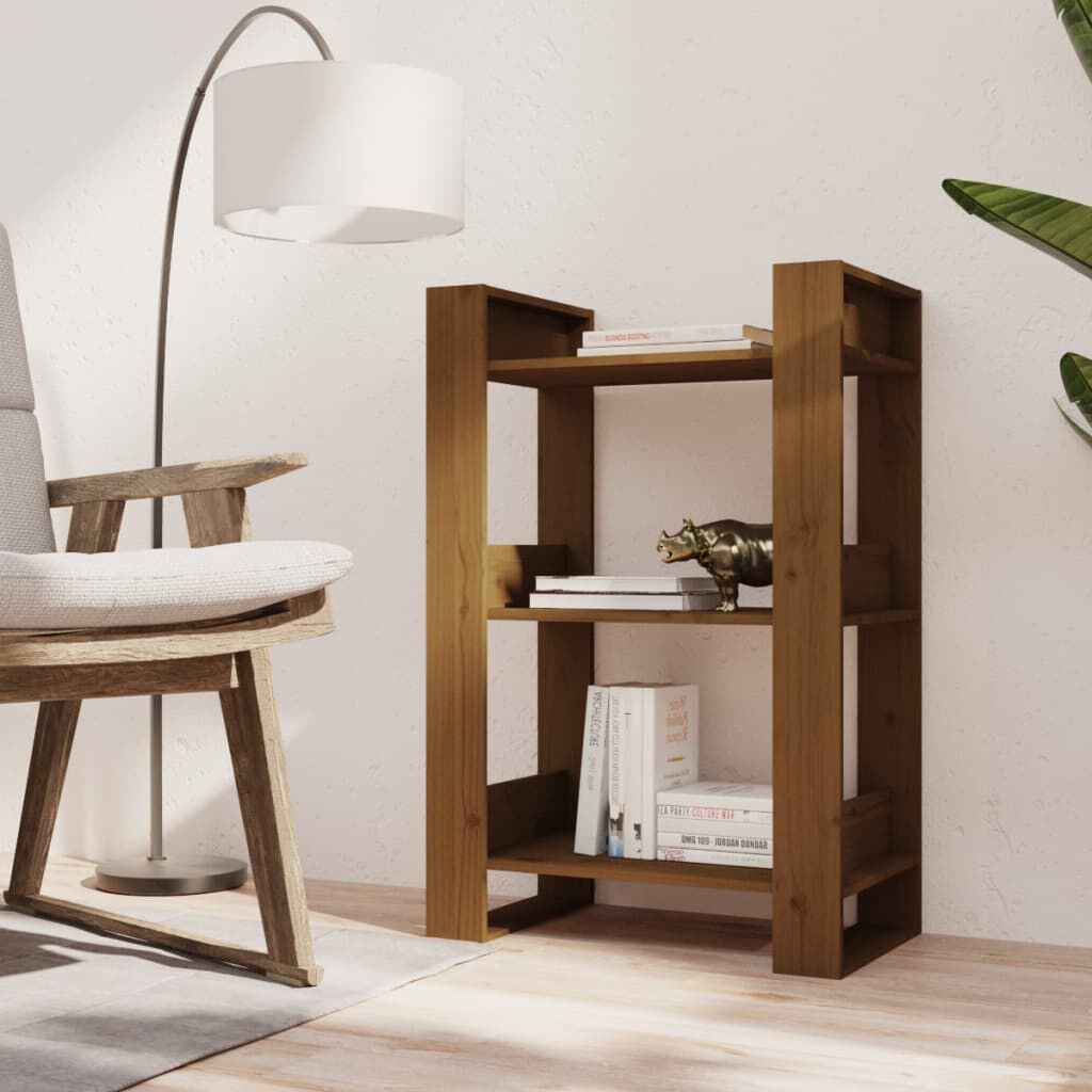 vidaXL Βιβλιοθήκη/Διαχωριστικό Χώρου Μελί 60 x 35 x 91 εκ. Μασίφ Ξύλο