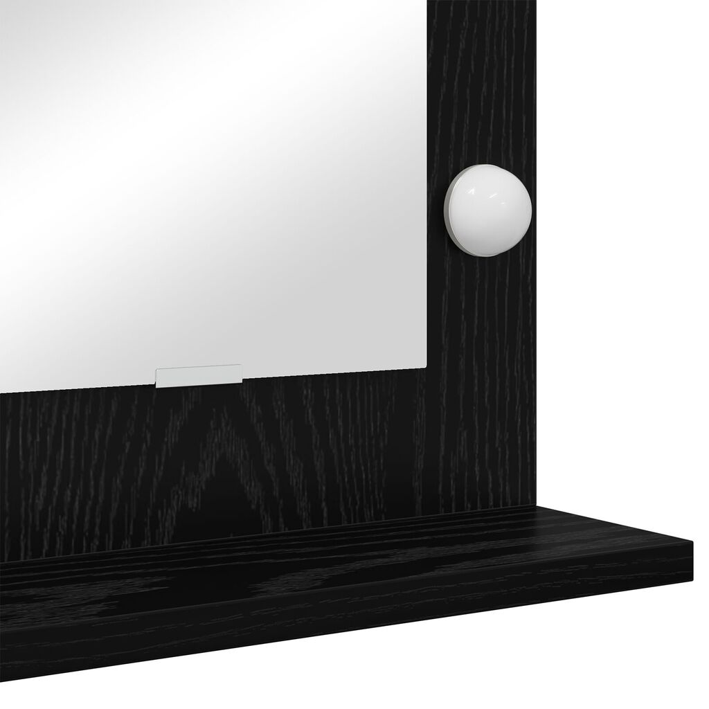 vidaXL Καθρέφτης Vanity με Φώτα LED Μαύρη Δρυς 60x45x18 εκ.