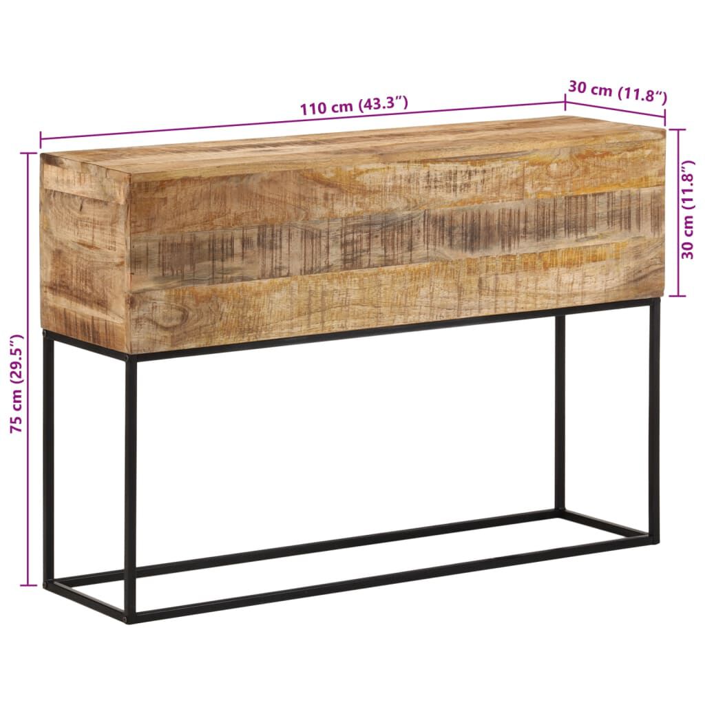 vidaXL Τραπέζι Κονσόλα 110x30x75 εκ. Μασίφ Ακατ. Ξύλο Μάνγκο/Σίδηρο