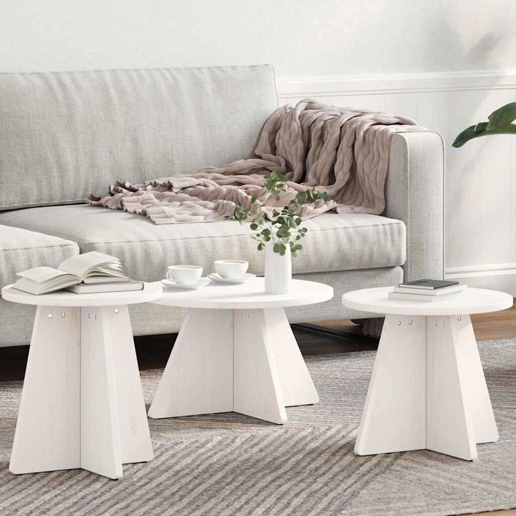 vidaXL Τραπεζάκι σαλονιού 3 pcs Λευκό 49 x 49 x 30 εκ.