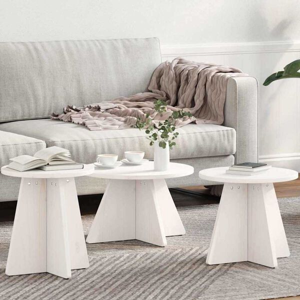 vidaXL Τραπεζάκι σαλονιού 3 pcs Λευκό 49 x 49 x 30 εκ.