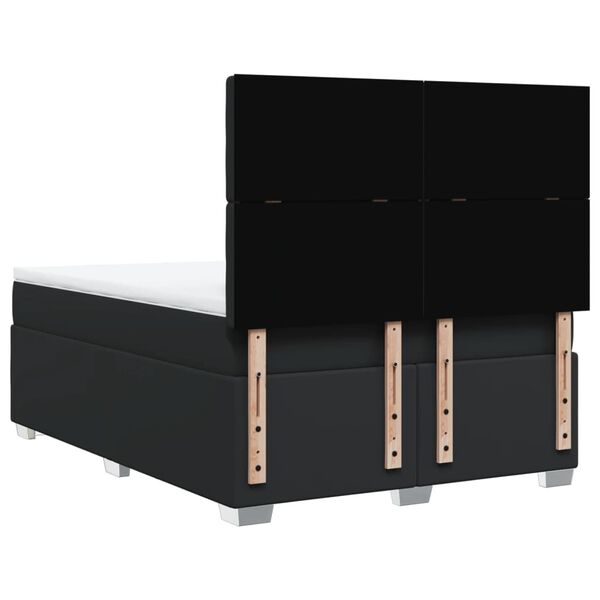 vidaXL Κρεβάτι Boxspring με Στρώμα Μαύρο 140x190εκ.από Συνθετικό Δέρμα
