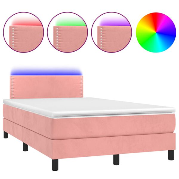 vidaXL &Kappa;&rho;&epsilon;&beta;ά&tau;&iota; Boxspring &mu;&epsilon; &Sigma;&tau;&rho;ώ&mu;&alpha; & LED &Rho;&omicron;&zeta; 120x200 &epsilon;&kappa;. &Beta;&epsilon;&lambda;&omicron;ύ&delta;&iota;&nu;&omicron;